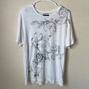 ZARA Men’s Stylish White Design T-Shirt (Medium)